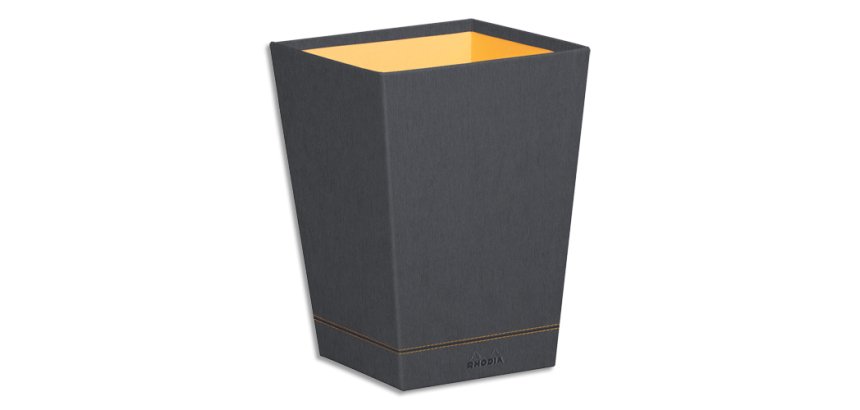 Rhodiarama corbeille à papier simili cuir italien 27x27x32 cm - Titane