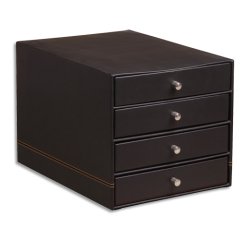 Rhodiarama trieur 4 tiroirs simili cuir italien 24,8x32,7x22,8 cm - Noir