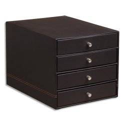 Rhodiarama trieur 4 tiroirs simili cuir italien 24,8x32,7x22,8 cm - Noir