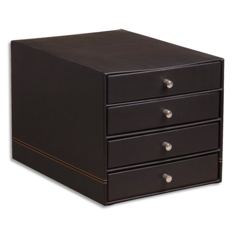 Rhodiarama trieur 4 tiroirs simili cuir italien 24,8x32,7x22,8 cm - Noir