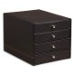 Rhodiarama trieur 4 tiroirs simili cuir italien 24,8x32,7x22,8 cm - Noir