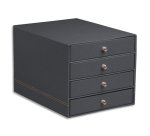 Rhodiarama trieur 4 tiroirs simili cuir italien 24,8x32,7x22,8 cm - Titane