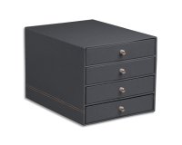Rhodiarama trieur 4 tiroirs simili cuir italien 24,8x32,7x22,8 cm - Titane