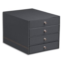 Rhodiarama trieur 4 tiroirs simili cuir italien 24,8x32,7x22,8 cm - Titane