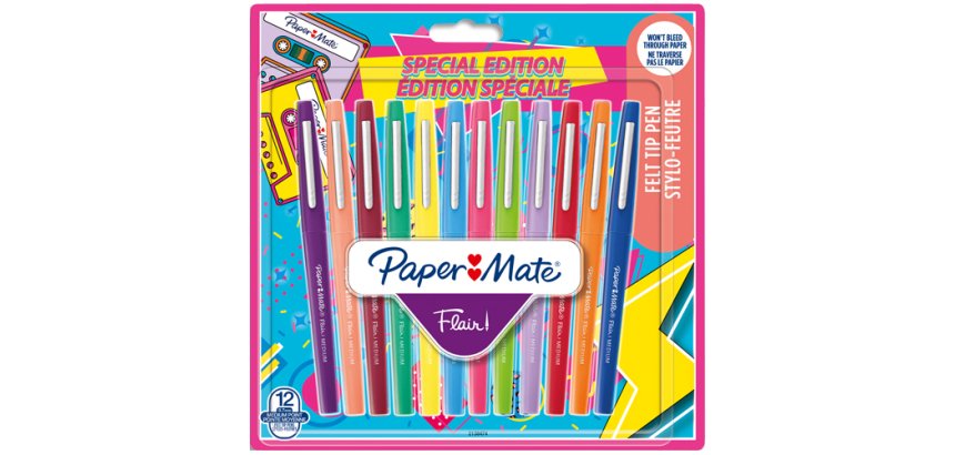 Stylo feutre PapermMate Flair Retro écriture moyenne - Pochette de 12