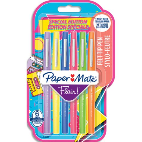 Rotulador de fibra Paper Mate Flair Retro escritura media - Estuche de 6