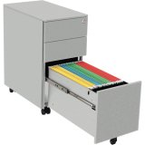 Caisson mobile Slim 3 tiroirs dont 1 pour dossiers suspendus gris perle. Dim H60xL.30xP.52CM