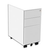 Caisson mobile Slim 3 tiroirs dont 1 pour dossiers suspendus blanc. Dim H60 x L.30 x P.52 CM