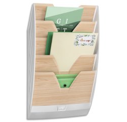 CEP Présentoir mural Silva, A4, 5 compartiments, blanc/hêtre