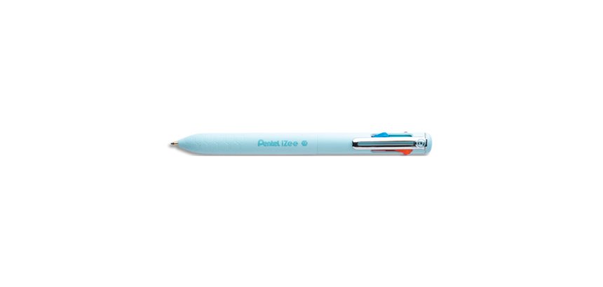 Stylo-bille pentel 4 couleurs izee retractable pointe large 1mm clip metal corps vert     menthe