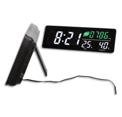 Horloge led murale ou a poser avec capteur co2, temperature et humidite 37,5x4x3,8c,