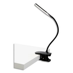 Lampe ss fil LEDCLIP ABS, silicone 3 niveaux d'intensité Tête:15x3 cm Bras:26 cm Base:12x6 cm. Noire