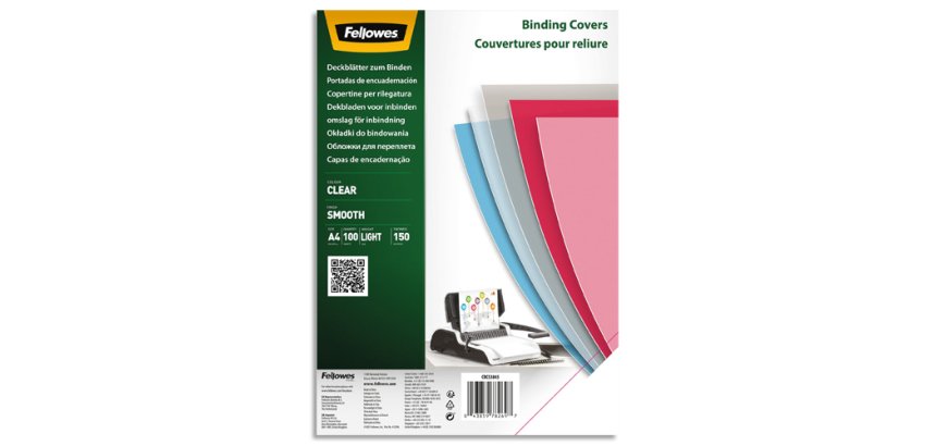 Couvertures fellowes transparente pvc 150 micra    pack de 100