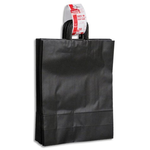 Paquet de 20 sacs à anse torsadée kraft noir 100gr/m². Format 41x32x12cm (M)FSC-M