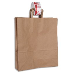 Paquet de 20 sacs à anse torsadée kraft brun 100gr/m². Format 45x40x16cm (L) FSC-M