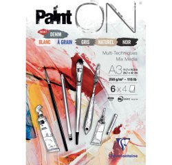 Paint'ON n°6 bloc collé 24F A3 250g assorti 6x4F - Assortiment