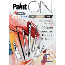 Paint'ON n°6 bloc collé 24F A3 250g assorti 6x4F - Assortiment