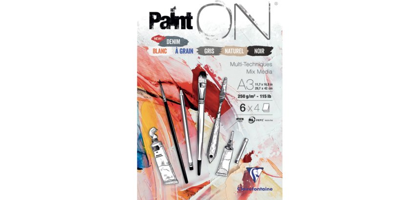 Paint'ON n°6 bloc collé 24F A3 250g assorti 6x4F - Assortiment
