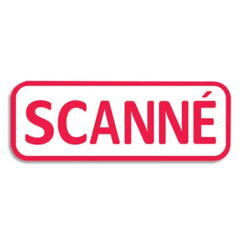 Timbre formule SCANNÉ - Xprint à encrage automatique Rouge. Dimension empreinte 47 x 18 mm