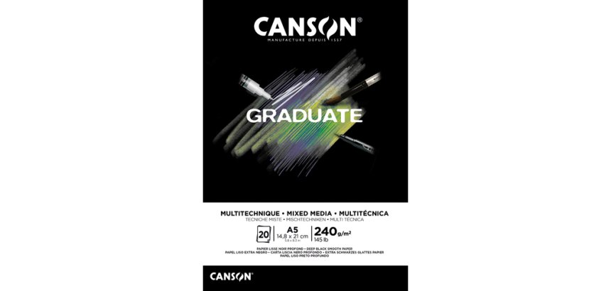 Bloc de dessin GRADUATE MIXED MEDIA, A5, noir