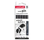 Pochette uni-ball 5 feutres pointe calibree 0.05 br       coloris noir