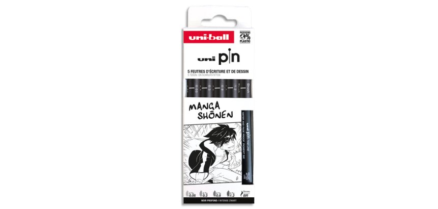 Pochette uni-ball 5 feutres pointe calibree 0.05 br       coloris noir