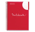 Notebook Emotions, Couverture souple, A4, quadrillage 5x5 mm, 80 feuilles de 1 couleur, Miquelrius, Rouge.
