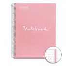Notebook Emotions, Couverture souple, A4, quadrillage 5x5 mm, 80 feuilles de 1 couleur, Miquelrius, Rose.

