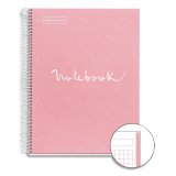 Cahier polypropylène spirale EMOTION 21x29,7cm 160 pages 90g 5x5. Coloris rose