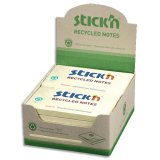 Lot de 12 blocs de 100 feuilles recyclés repositionnables 76x127 mm. Couleur jaune.