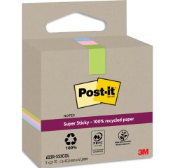 Recycling Notes assortis Super Sticky 47,6 X 47,6 mm - bloc de 70 feuilles