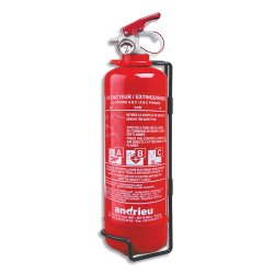Extincteur à poudre 1Kg ABC Rouge, pression permanente avec manomètre. Durée fontionnement 7,13S