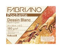 Pochette fabriano papier a dessin a grain 240x320mm 180g coloris blanc 12 feuilles