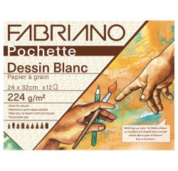 Papier dessin fabriano à grain 224g a4+ pochette 12f
