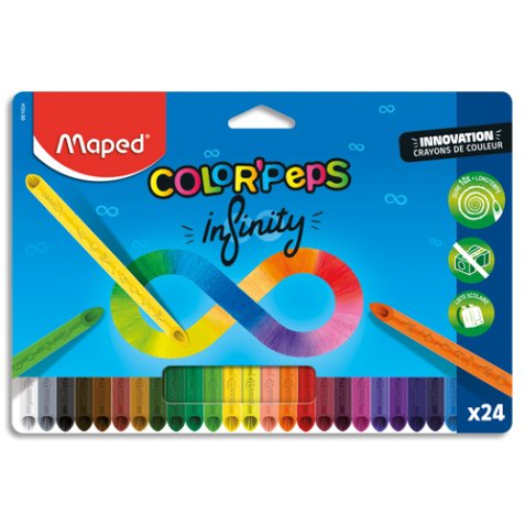 Pochette de 24 crayons de couleur INFINITY - Inovant - Triangulaire - Set de 24 couleurs assorties