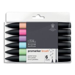 Set de 6 PROMARKER BRUSH. Couleurs tons pastel.