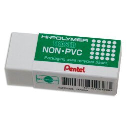 Mini gomme blanche HI.POLYMER ERASER, format poche. Sans PVC, sans phtalates ni latex.