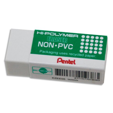 Mini gomme blanche HI.POLYMER ERASER, format poche. Sans PVC, sans phtalates ni latex.