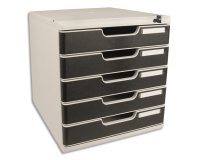 Module de classement Modulo Office A4 5 tiroirs fermables à clé - Noir