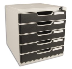 Module de classement Modulo Office A4 5 tiroirs fermables à clé - Noir