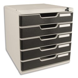 MODULO A4 5 tiroirs fermeture à clé - Noir