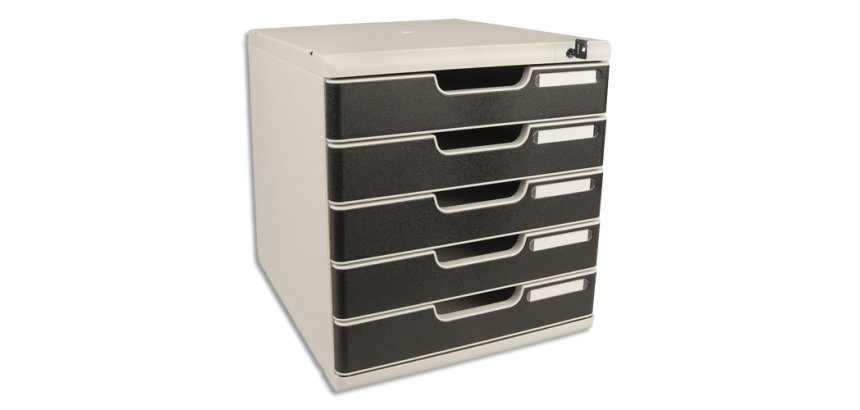 Module de classement Modulo Office A4 5 tiroirs fermables à clé - Noir