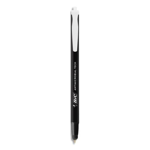 Antimicrobial Tech 2 en 1 Stylos-Stylet Rétractables Antimicrobiens Pointe Moyenne (1,0 mm) - Noir