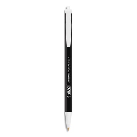 Stylo-bille bic retractable anti microbien pointe moyenne noir