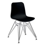Lot de 2 chaises UXSTEEL en polypropylène, pied chromé, assise noire, H79xL49,5xP50,5 cm