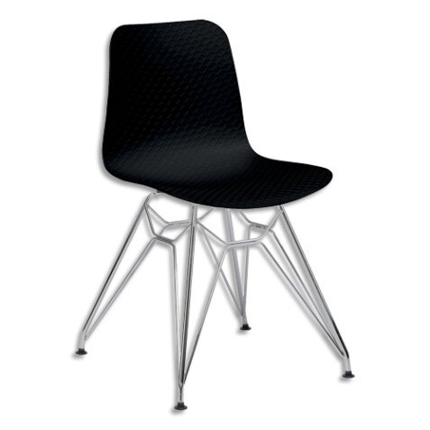 Lot de 2 chaises UXSTEEL en polypropylène, pied chromé, assise noire, H79xL49,5xP50,5 cm