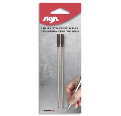 Recharge bille sign cross pointe moyenne coloris noir   blister 2 unites