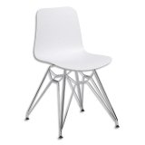 Lot de 2 chaises UXSTEEL en polypropylène, pied chromé, assise blanche, H79xL49,5xP50,5 cm