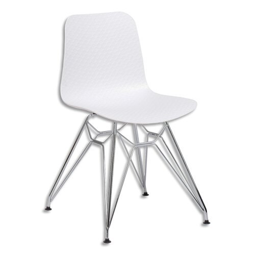Lot de 2 chaises UXSTEEL en polypropylène, pied chromé, assise noire, H 79 x L 49,5 x P 50,5 cm