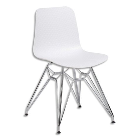 Lot de 2 chaises UXSTEEL en polypropylène, pied chromé, assise noire, H 79 x L 49,5 x P 50,5 cm
